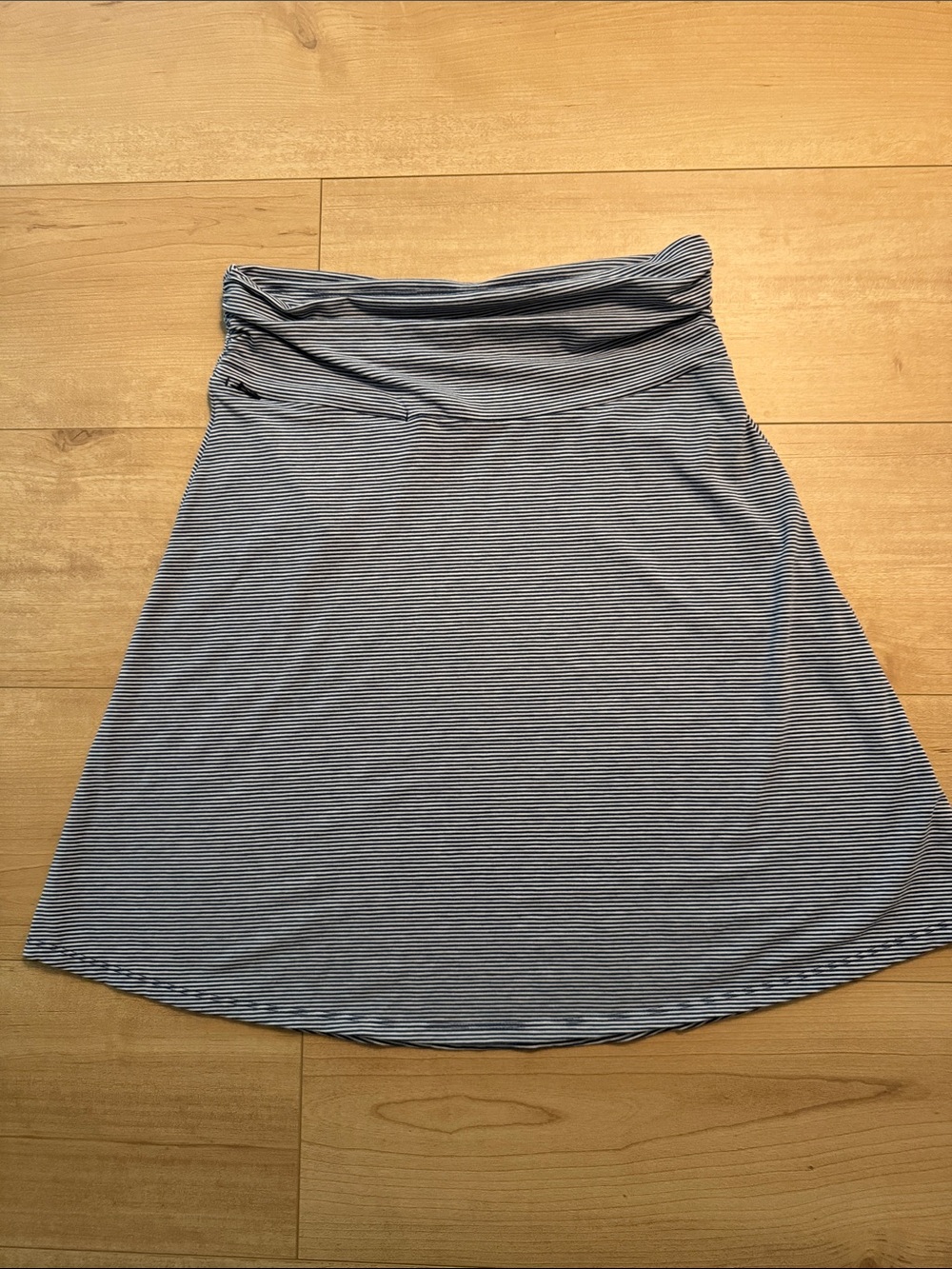 Toad&Co Navy and White Striped Fold-Over A-Line Skirt